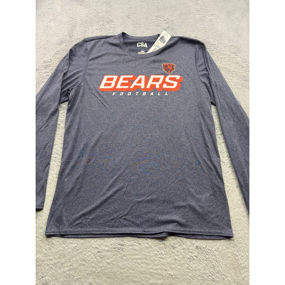 NFL Chicago Bears Mens L Long Sleeve Performance Shirt Athletic Navy Heather NEW